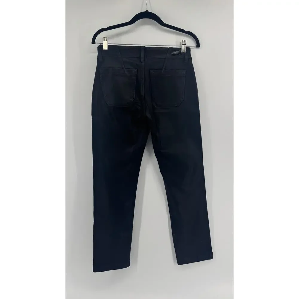 NWT Paige Mayslie Straight Ankle Jean in Black Fog Luxe Coating Black